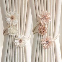 A pair of creative curtain straps simple light and luxurious flower decoration straps white gauze straps zip ties collection artifact
