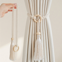 Nordic style cotton rope curtain straps hotel and B&B white gauze straps simple tassel straps storage buckle