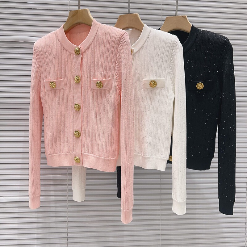 Effie Balman 2026 Autumn New Starlight Fine Glitter Sequin Round Neck Long Sleeve Knitted Cardigan Jacket Top Effie Balman 2026 Autumn New Starlight Fine Glitter Sequin Round Neck Long Sleeve Knitted Cardigan Jacket Top