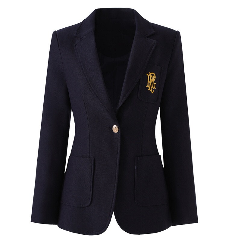 Effie Balmain Navy Blue Blazer Autumn and Winter High-End Embroidered Suit Slim-Fit Blazer
