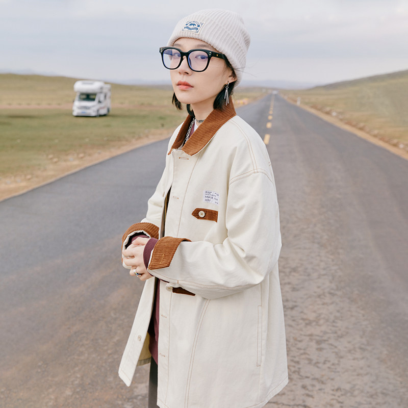 Jenny NASA color matching new white simple casual jacket women's spring and autumn Harajuku style ins early autumn women's top