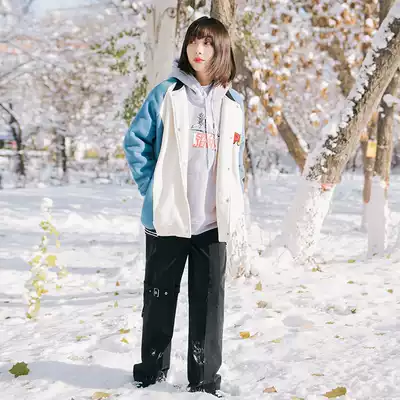 Jenny Nasa winter new black overalls women thin straight loose bf handsome street little man