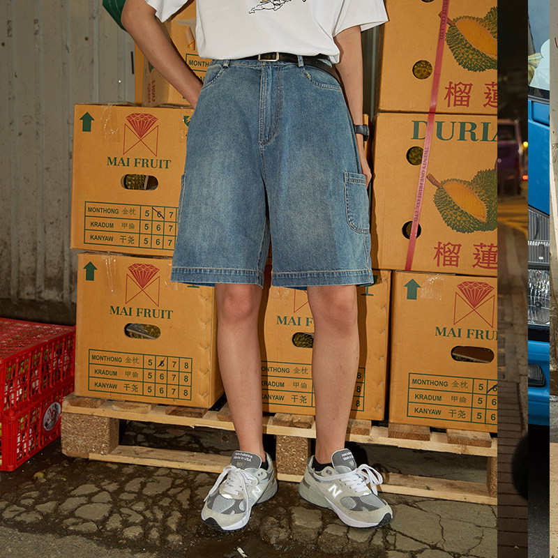 Jenny Space Agency street shorts female summer loose straight tubes in tide casual broad leg jeans