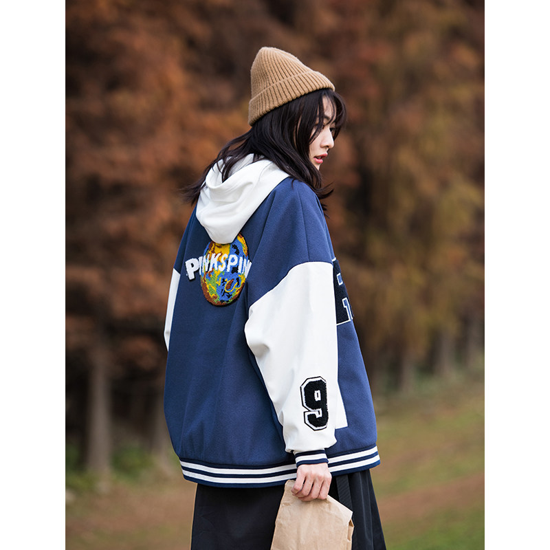 Jenny Japanese street spring 2021 new loose baseball suit cardigan style spring coat women's spring and autumn top