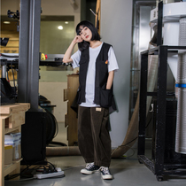 Jenny space station unisex corduroy halterneck pants women loose 2019 summer casual nine-point wide leg pants K306