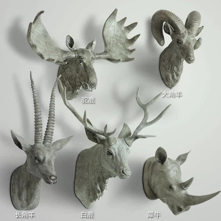 Wall-decorated wall-decorated sheep-headed pieces of deer-headed deer angle wall with retro-European creative animal wall accessories