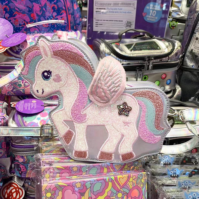 FH school season primary school students children's unicorn backpack 5-14 years old girl models one-shoulder cartoon creative Messenger bag