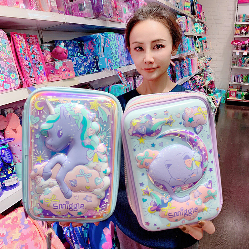 Australian Smaggle School Season Students Small Horse Unicorn Large Capacity Triple Lead Pencil Case Multi Functionalised Makeup Bag