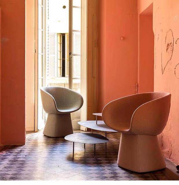 Modern design creative two-color fabric simple leisure chair hotel model room living room designer light luxury armchair