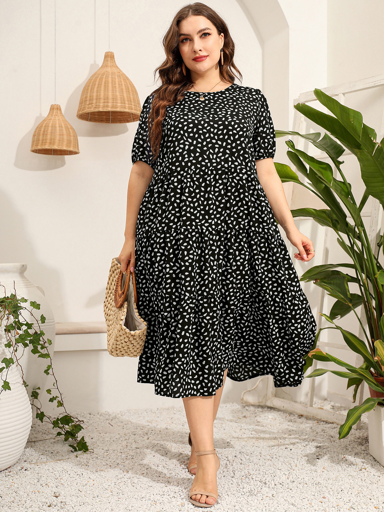 товар из китая loose fit plus size irregular short-sleeved summer dresses