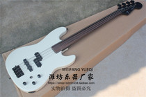 flyoung Jazzbass four-string electric bass white body black neck rosewood fretboard no frets