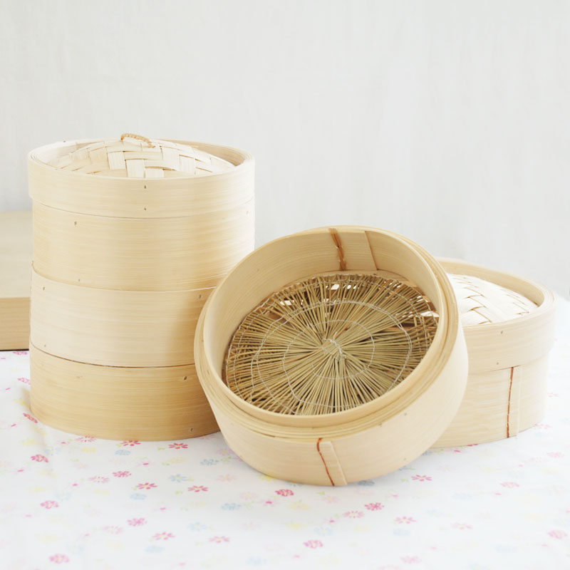 Bamboo cage drawer small steamer bamboo 20cm round multi-layer household handmade bamboo cage drawer powder steamed meat small steamer
