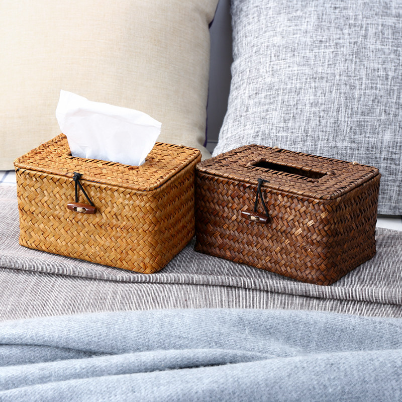 Bedroom girl sanitary carton net red bedside creative living room handmade roll sanitary carton woven rattan tissue box car
