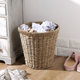 Woven trash can for home living room, creative rattan without cover, bathroom, bedroom, straw woven trash basket for office
