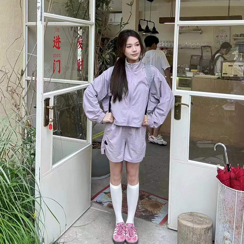 Adidas Adidas Women's Sports Suit Windproof Jacket Jacket Shorts Casual Suit Is0918