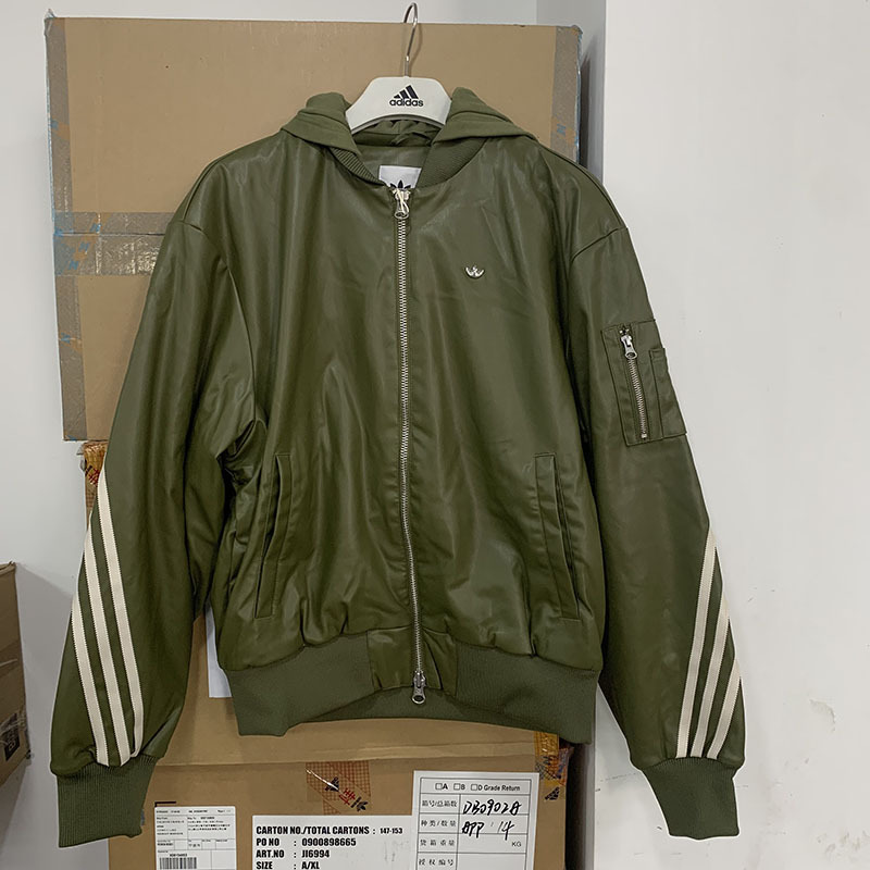Adidas Genuine Trefoil Men's Faux Leather Sports Fashion Hooded Jacket Jl7557 Tag 1699