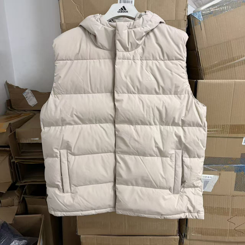 Authentic Adidas Adidas down Vest Men's Winter Hooded Sports Casual Warm Vest Jacket Ix8857