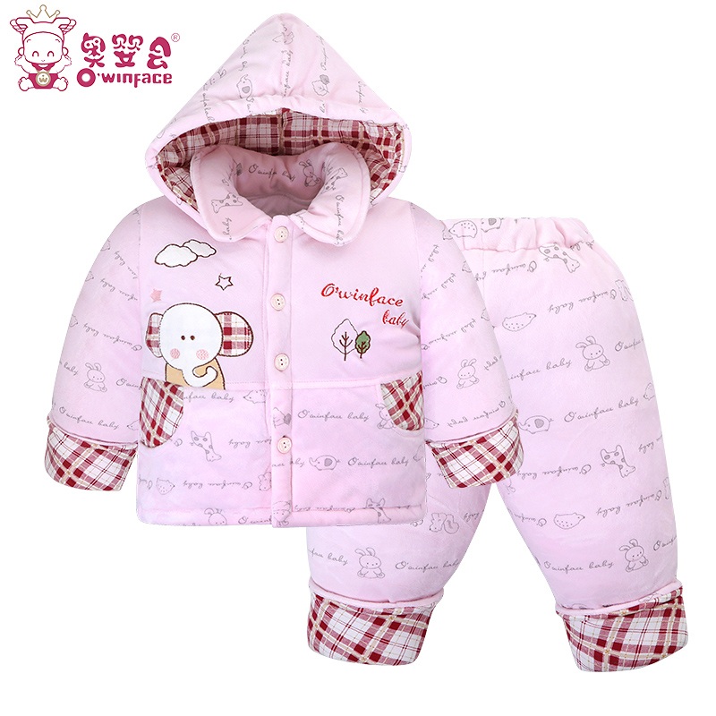 男宝宝冬装棉衣套装洋气婴儿棉袄女加厚防寒棉