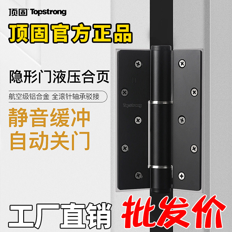 Top-solid stealth door hinge hydraulic buffer back shutter door spring hinge damper automatic door shut hinge