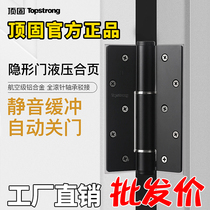Top-solid invisible door hinge hydraulic buffer rebound behind closed door spring hinge damping concealed door automatic closing hinge