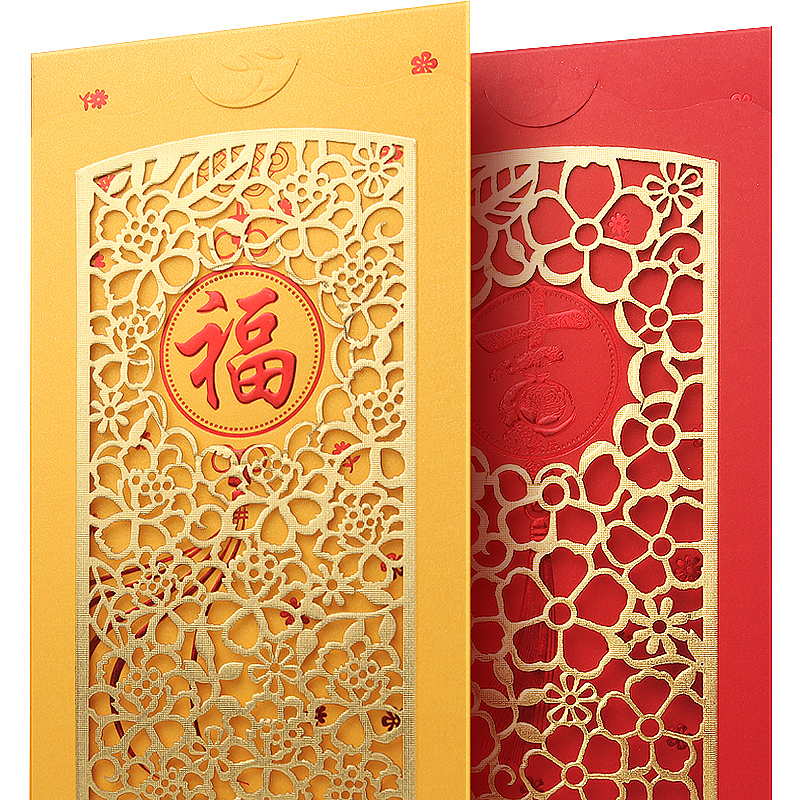 2022 high-grade exquisite red envelope high-end personality creative Chinese hollow carved thousand yuan long red envelope bag