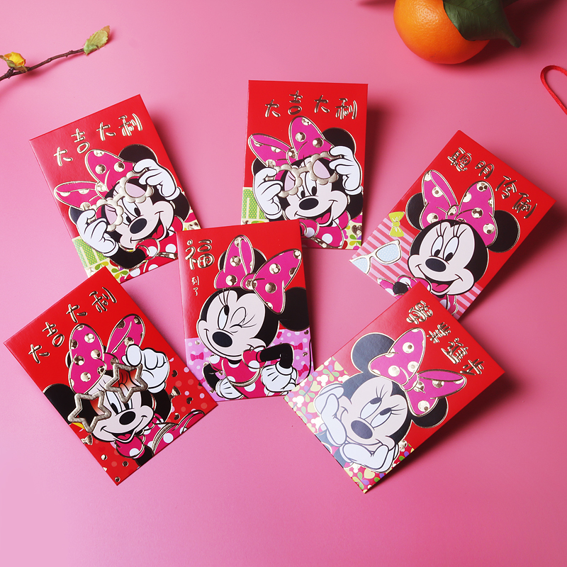 2022 Personality Creative Red Envelopes Delicate Cute Mickey Cartoon RMB100 Red Packet Bags Universal Birthday Return Lilly is a seal