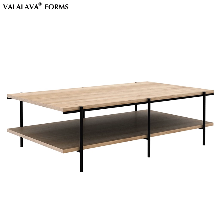 Đồ nội thất tùy chỉnh cao cấp VALALAVA Ngành công nghiệp Bắc Âu OAK RISE gỗ màu nguyên bản bàn cà phê sắt rèn - Bàn trà