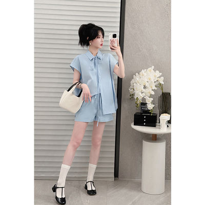 NANASTORE solid color shirt Women 2024 Summer new sleeveless loose slimming casual jacket shirt shorts