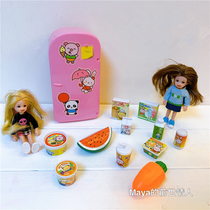 Japanese childrens mini kitchen cooking play house toy simulation refrigerator fruit drink vegetable and fruit food set