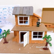 Little mason children DIY simulation brick and tile building to build a house hand-built villa model parent-child toys