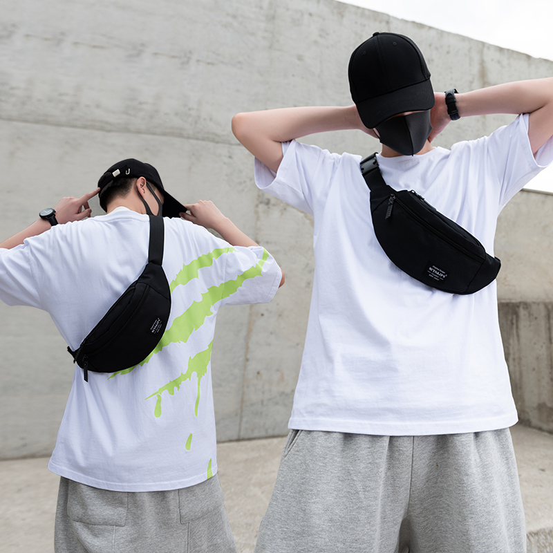 Skew Satchel Male Tide Card Chest Bag Sports Purse Multifunction Student Single Shoulder Bag Ins Casual Day Tie