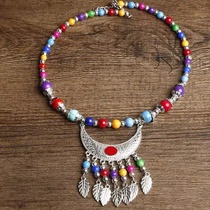 Tibetan ethnic style forehead necklace female Yunnan Lijiang travel headwear Miao retro art photography hair accessories eyebrow pendant