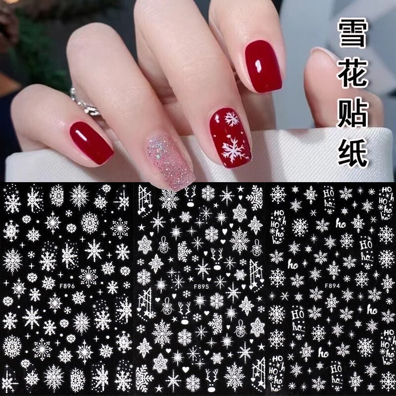 New Christmas Nail Stickers, Winter White Snowflake Nail Art Stickers, Beautiful and Versatile, Simple Snowflake Nail Decoration