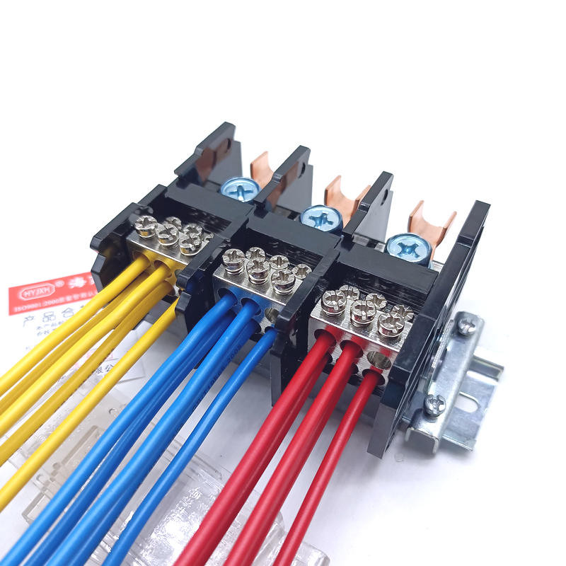 Three-in multiple-out guide rail terminal block large current three-phase four-wire five-wire wire block high-power terminal block