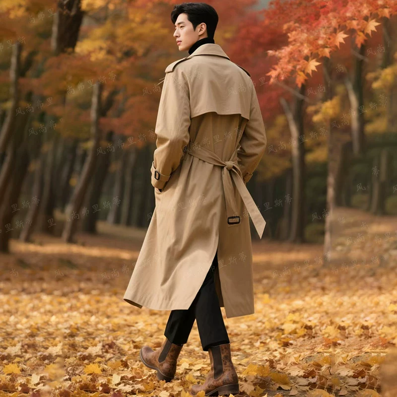 Осеннее длинное элитное trench coat в английском стиле, британский стиль
