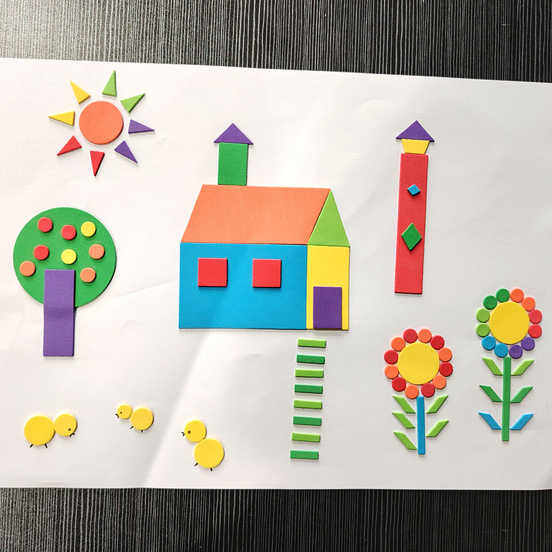 680 Pieces/Pack New Geometric Graphic Stickers Kidsren's Graphic Cognitive Puzzle Collage Handwritten Newspaper DIY Puzzle