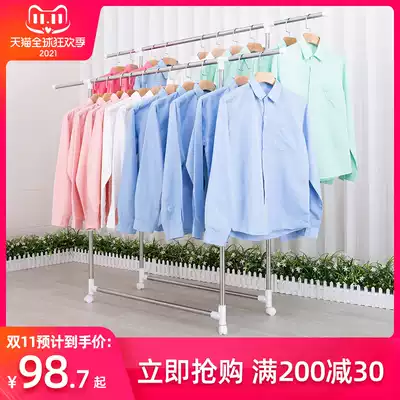 Outdoor drying rack floor folding indoor hanging clothes rack household balcony drying quilt rack outdoor clothes drying Rod