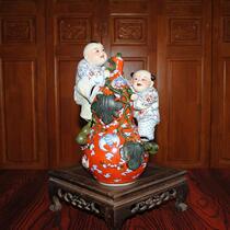 Jingdezhen Ceramics Cultural Reform Porcelain Factory Porcelain Zeng Longsheng Multi-Zi Dao Fu Gourd Bottle ornaments Collection