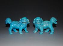 Jingdezhen Export Chuanghui Cultural Revolution Factory Porcelain Sculpture Porcelain Turquoise Old Mine Material to Lion 567 Pack Old Zhen ornaments