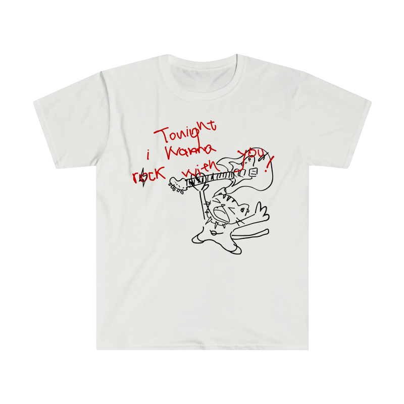 Original Cat's Rock Night Rock T-Shirt White Short-Sleeved Loose Cotton Music Festival Outfit Couple Outfit Original Cat's Rock Night Rock T-Shirt White Short-Sleeved Loose Cotton Music Festival Outfit Couple Outfit