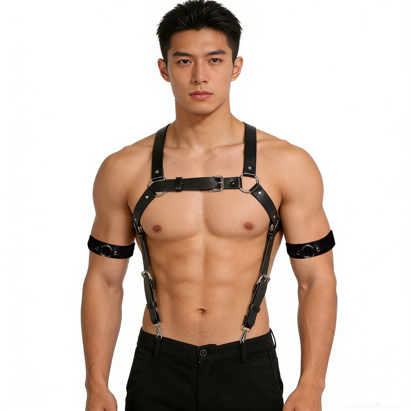 Men's Suspender-Style Chest Harness Leather Bondage Belt Pu Leather Suspenders Nightclub Stage Performance Props Men's Suspender-Style Chest Harness Leather Bondage Belt Pu Leather Suspenders Nightclub Stage Performance Props