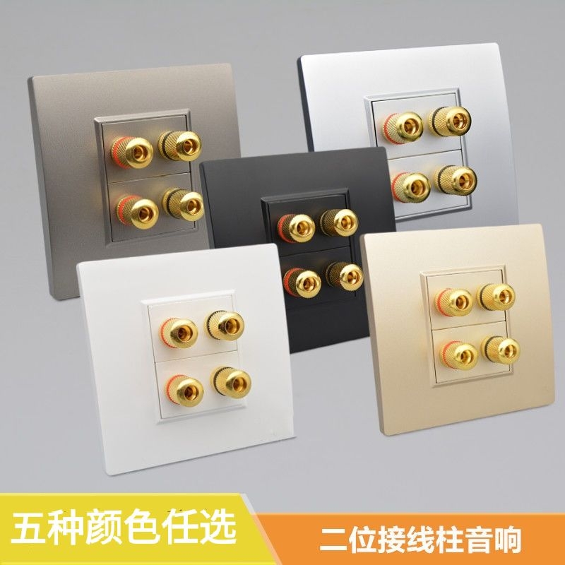 Two bits white gold silver four-head sound panel 4-hole sound box 5 1 surround audio banana head wire column wall plug