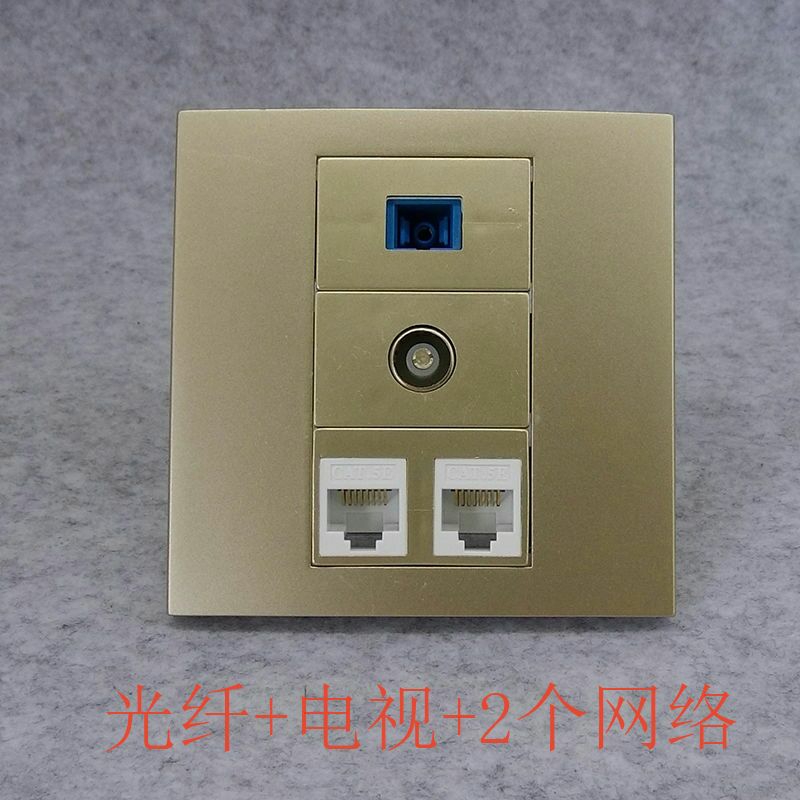 Golden Three 6 of 6 CAT6 Internet SC Fibre TV TV Outlet Computer Fiber TV Broadband Panel Type 86