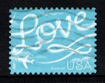United States Letter Marketing Stamp 2017 Love Valentines Day Love in the blue sky Crossing the clouds Traveling by plane