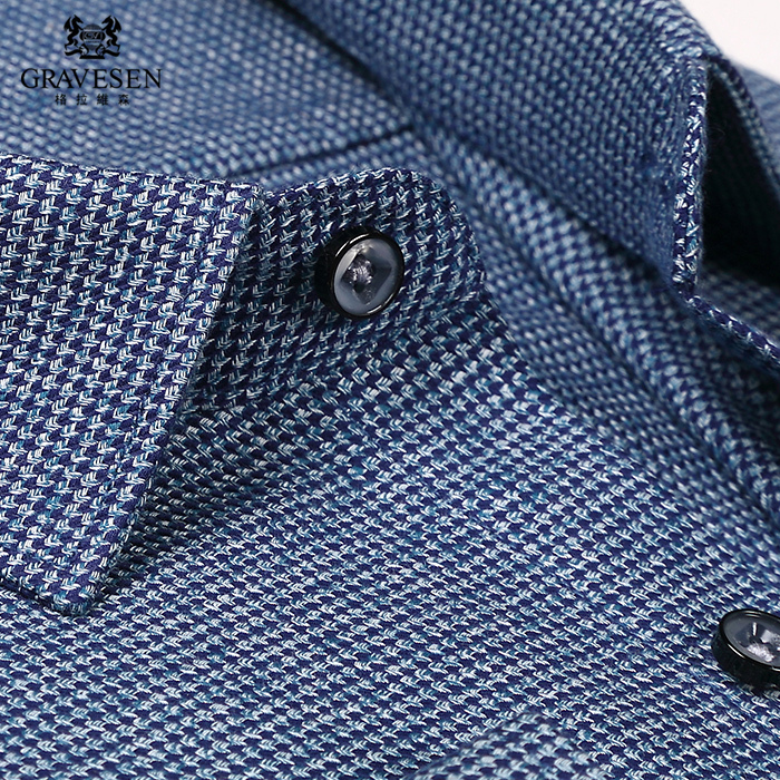 Men's Pure Cotton Brushed Shirt, Long-Sleeved, Middle-Aged Casual, Dad's All-Cotton Thickened, Middle-Aged and Elderly Fleece-Lined Warm Shirt