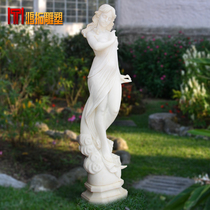 Stone sculpture Goddess statue European angel sculpture Hotel decoration ornaments Marble stone White marble Western characters