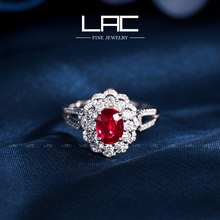 LAC高级珠宝天然鸽血红宝石戒指女18k金镶钻石彩色宝石(两用款)
