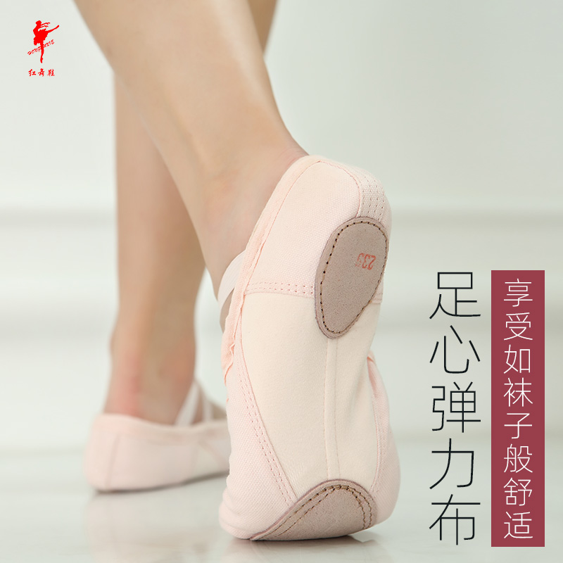 Red dance shoes elastic dance training shoes women's ballet cat paw shoes adult teacher shoes soft sole shoes 10021