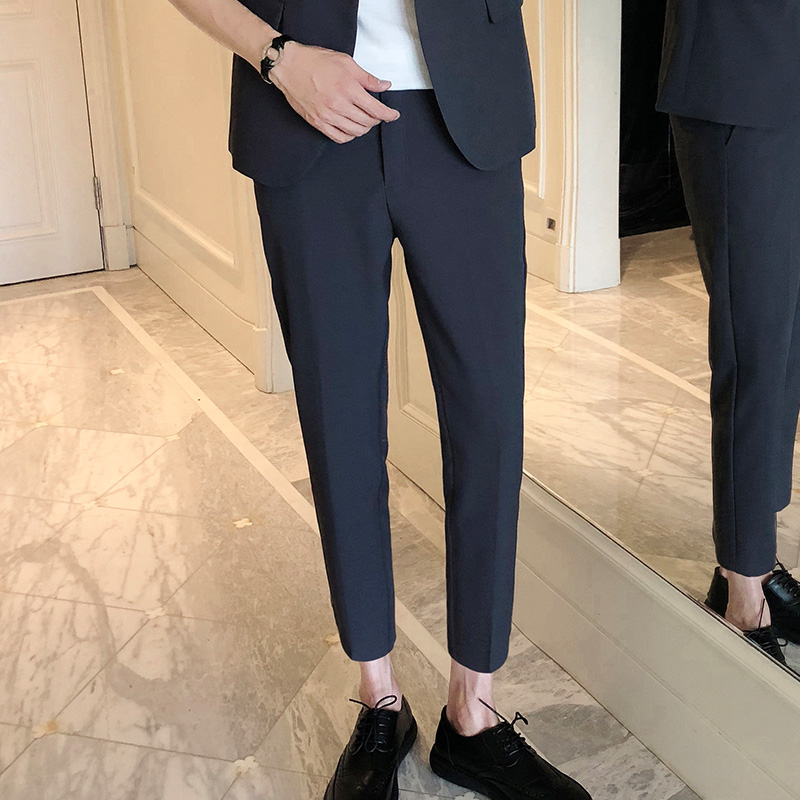 2019 mùa hè mới Casual Suit Hàn Quốc thời trang ăn mặc nam tay rắn Suit Suit Companion ăn mặc