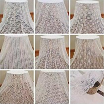 Clearance White Lace Fabric Stage Wedding Dress Ottoman Curtain Dessert Table Clothes Mesh Wedding Props